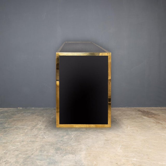 Vintage Mirrored Sideboard in Brass by Michel Pigneres, 1970 For Sale - Image 3 of 16