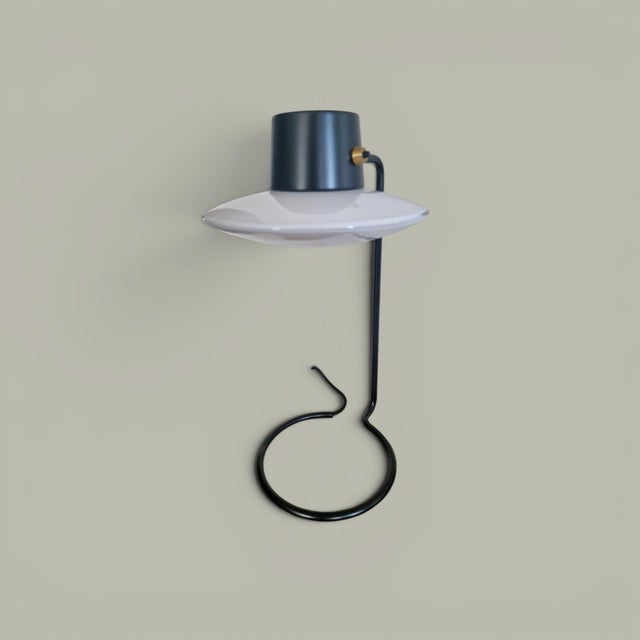 Oxford A.J. Lamp in Black Steel and Opal Blown Glass by Arne Jacobsen for Louis Poulsen, 1963 For Sale - Image 3 of 18