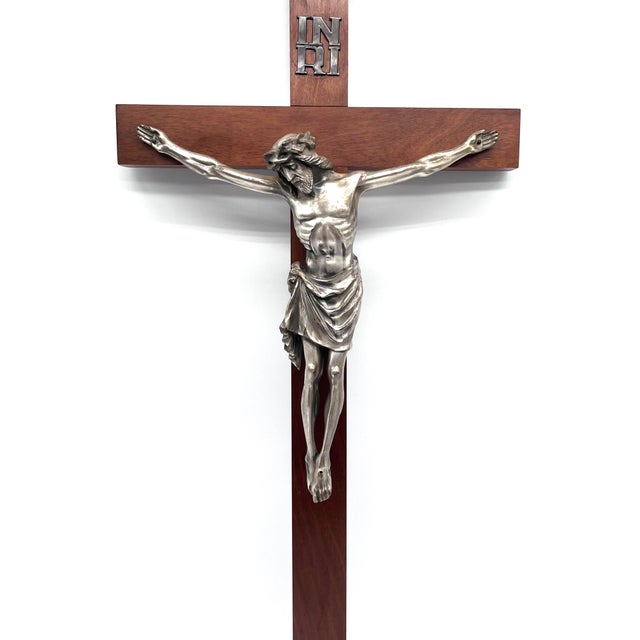 Large Antique Wall Cross with Jesus Figure, 1890s For Sale - Image 3 of 15
