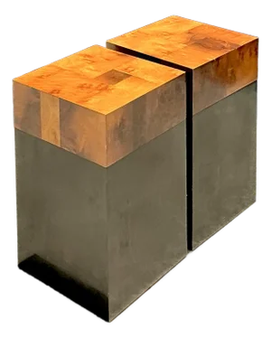 Vintage Parquet Burl Wood Drinks Tables - A Pair