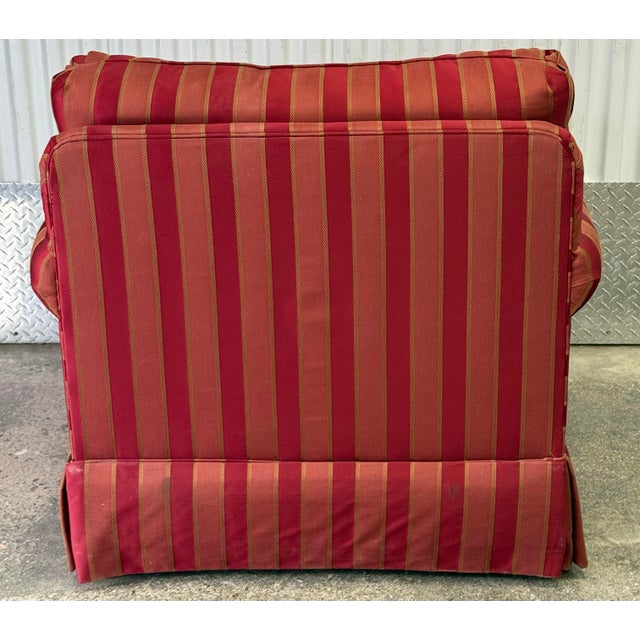 Ethan Allen Upholstered Rolled Arm Skirted Lounge Chairs - A Pair For Sale In New York - Image 6 of 8