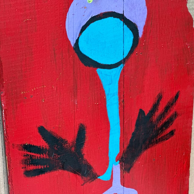 Original Figural Painting on Reclaimed Wood Signed Rivera For Sale - Image 10 of 12