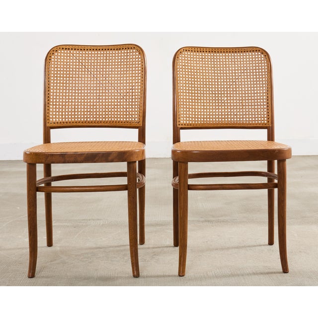Thonet Set of Six Thonet Bentwood Prague Dining Chairs by Josef Hoffmann For Sale - Image 4 of 18
