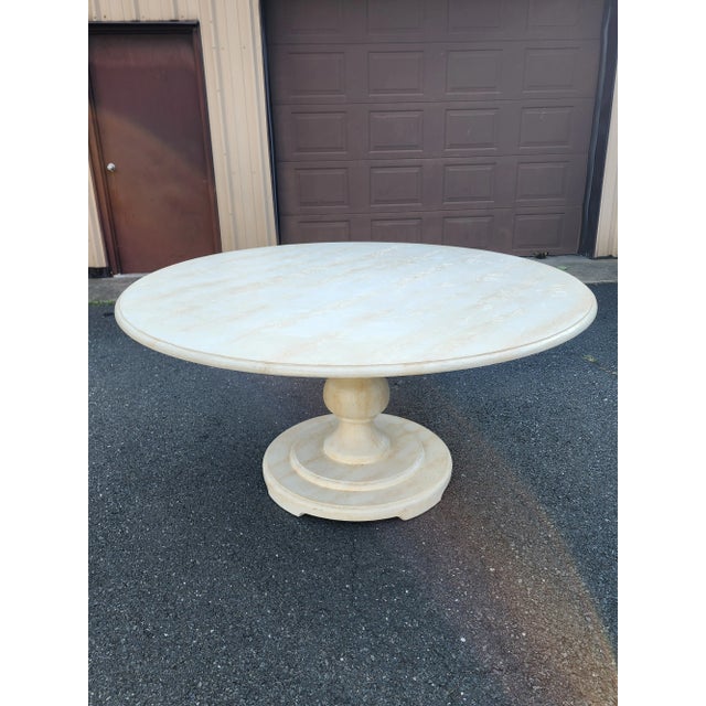 Niermann Weeks Late 20th Century Niermann Weeks Large Pedestal Faux Marble Dining Table For Sale - Image 4 of 14