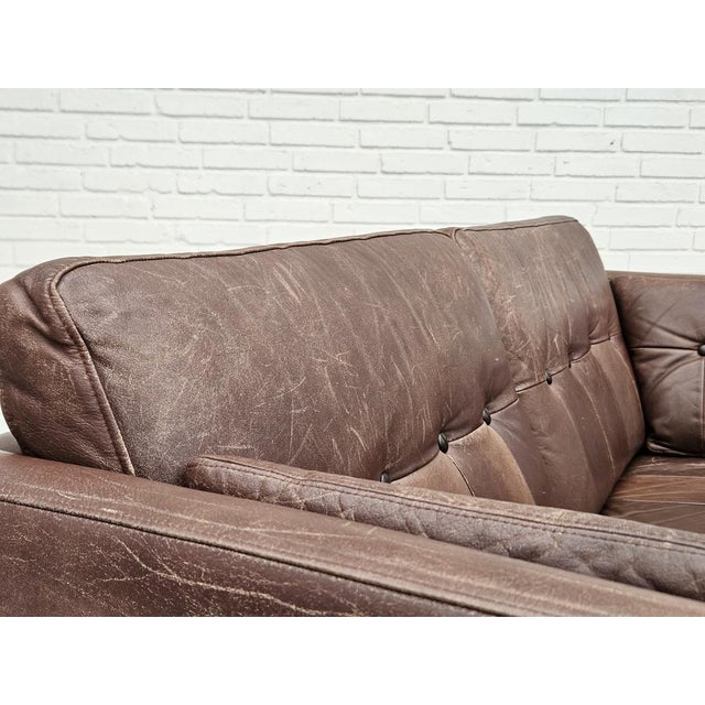 Danish 2-Seater Sofa in Brown Leather, 1970s For Sale - Image 16 of 18