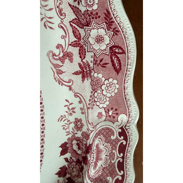 Early 19th Century A Very Fine Antique Red Transferware Decorated Staffordshire Platter "Andalusia" Pattern by Adams, Circa 1840's For Sale - Image 5 of 15