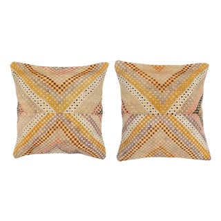 20"x20" SET OF 2 - Hand-Woven Kilim Cushion Covers. A pair of Lace Pillow Covers For Sale