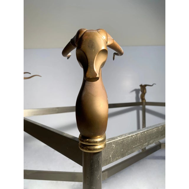 Dramatic 1970s / Early 80s Solid Bronze Antelope Head Desk Table / Dining Table For Sale - Image 10 of 12