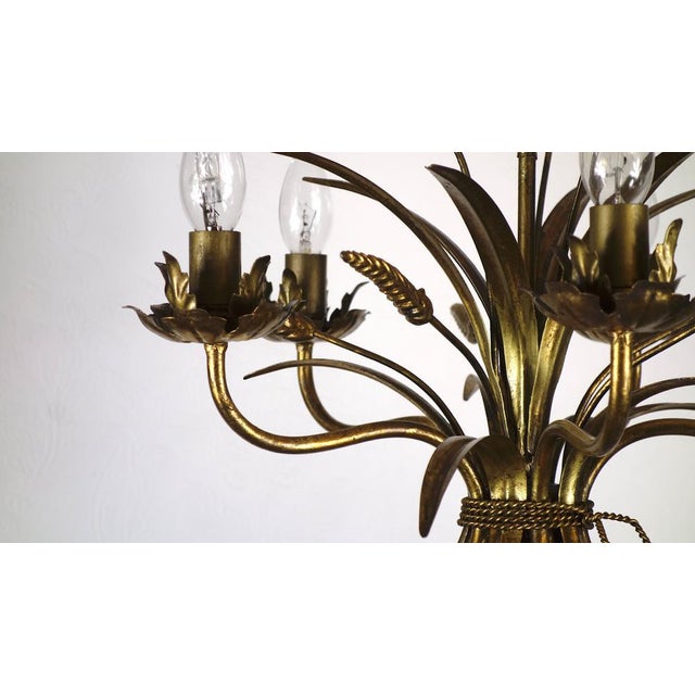Metal Hollywood Regency Gold Plated Metal Chandelier, 1960s For Sale - Image 7 of 13