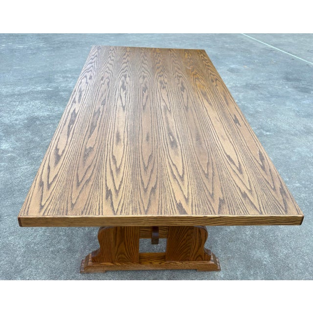 Vintage Brutalist Trestle Dining Table For Sale - Image 11 of 12