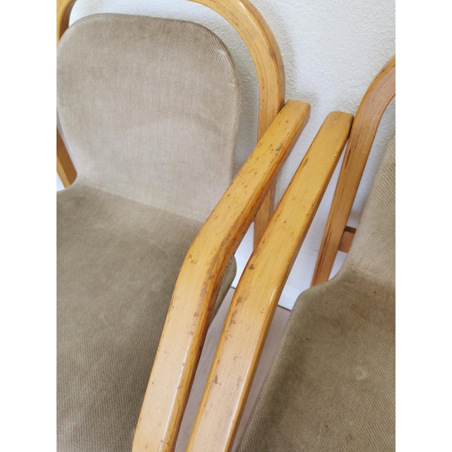Vintage Space Age Beech and Grey Fabric Dining Chairs, 1970s, Set of 4 For Sale - Image 17 of 18