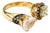 Bochic "Orient" Vintage Rose Quartz & Blue Topaz Ring Set In 18K Gold & Silver For Sale