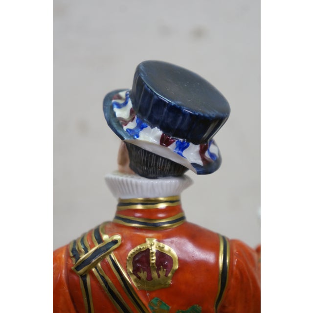 Ceramic Antique German Carl Thieme Dresden Yeoman of the Guard Beefeater Figurine 11" For Sale - Image 7 of 14