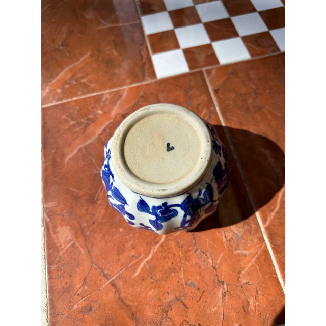 Ceramic 1970s Small Blue and White Vase For Sale - Image 7 of 7