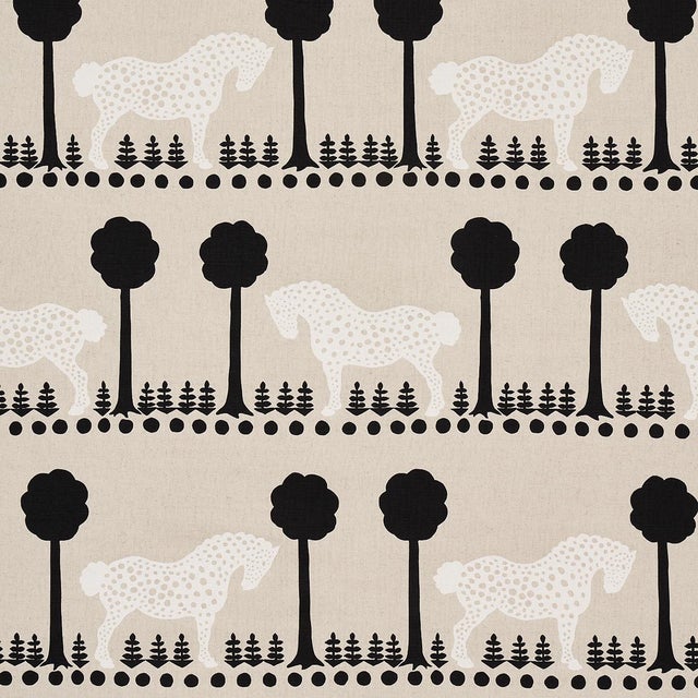 Sample - Schumacher Polka Dot Pony Fabric in Natural For Sale