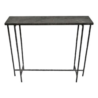 Modern Grey Smoke Slate Thin Console Table 35" For Sale