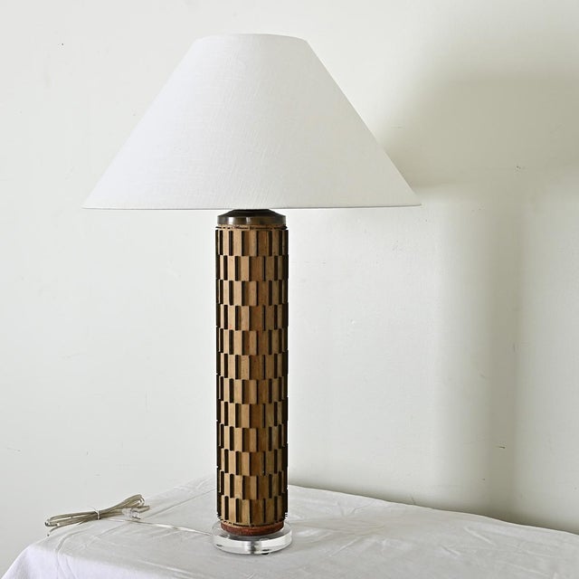1900 - 1909 Vintage Lamp Made From Wallpaper Ink Roller For Sale - Image 5 of 10