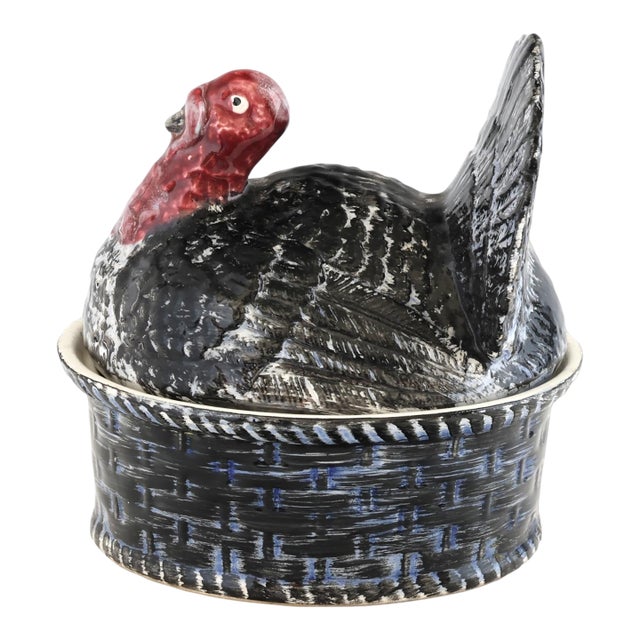 French Majolica Turkey Tureen For Sale