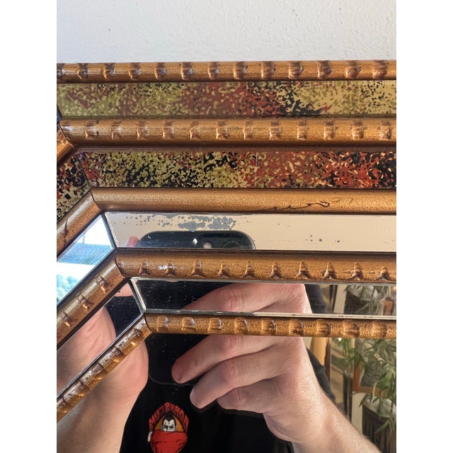 Silver Vintage Mid Century Wall Mirror 1980s Postmodern Windsor Gold Frame For Sale - Image 8 of 11
