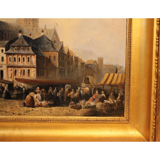 Market Scene with Mainz Cathedral, 1867, Oil on Wood, Framed For Sale - Image 4 of 12