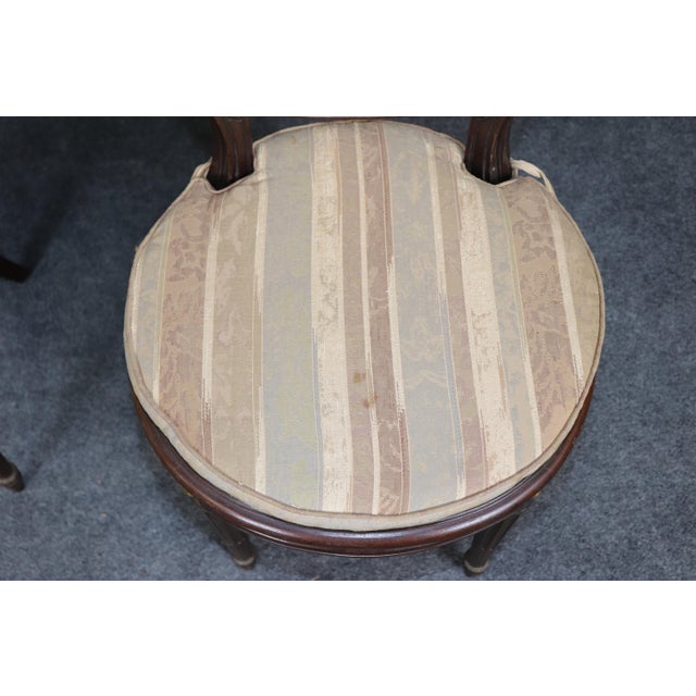 Brown 19th C Set 8 French Louis XVI Cane & Upholstered Bronze Mounted Side Chairs For Sale - Image 8 of 13