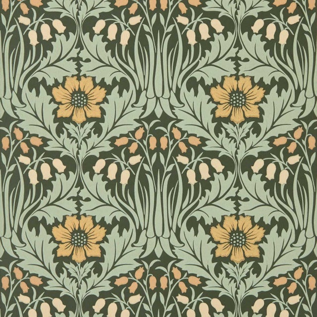 Morris & Co. Woodbell & Anemone Wallpaper in Bayleaf/Manilla- a sample For Sale