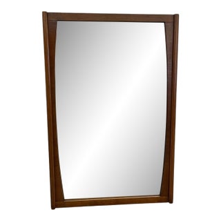 Mid-Century Modern Framed Wall Mirror With Sculpted Wood Frame For Sale