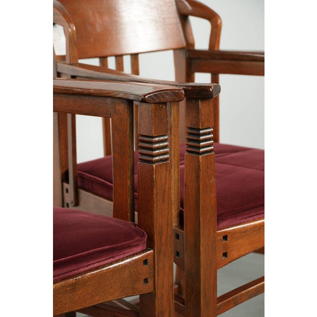 Art Nouveau / Jugendstil Dining Chairs with Red Fabric Upholstery from Schuitema, Set of 2 For Sale - Image 12 of 15