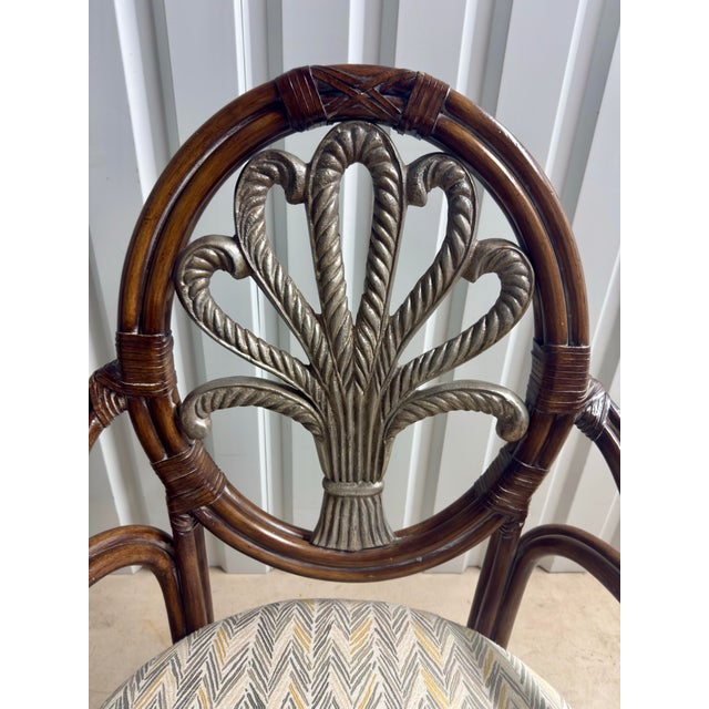 Brown Vintage Palm Beach Regency Dorothy Draper Style Faux Bamboo Accent Chair For Sale - Image 8 of 9