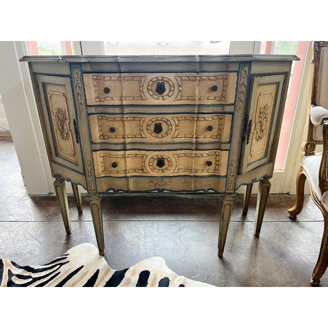 19th Century Italian Painted Demi-Lune Chest of Drawers For Sale In New Orleans - Image 6 of 7