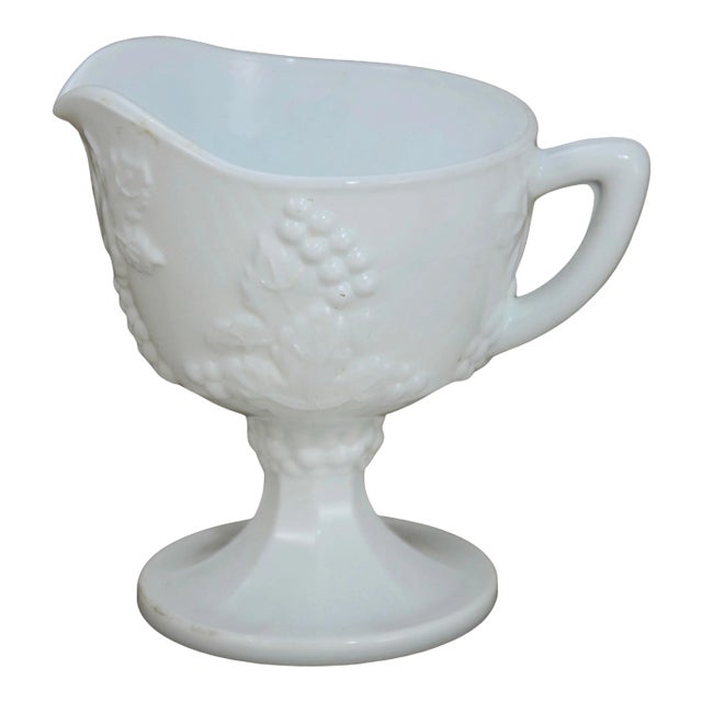 White Glass Grape Pitcher For Sale