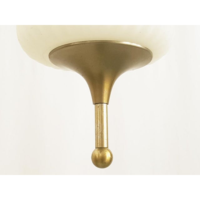 1960s Italian Opaline Glass & Nickel-Plated Metal Pendant Lamp from Reggiani, 1960s For Sale - Image 5 of 11