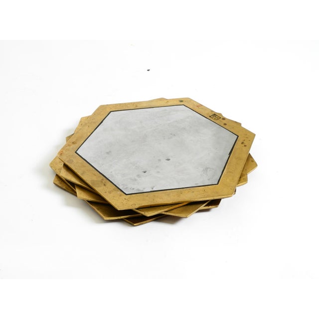 Brutalist Aluminum and Brass Coasters by David Marshall, 1970s, Set of 5 For Sale - Image 3 of 18