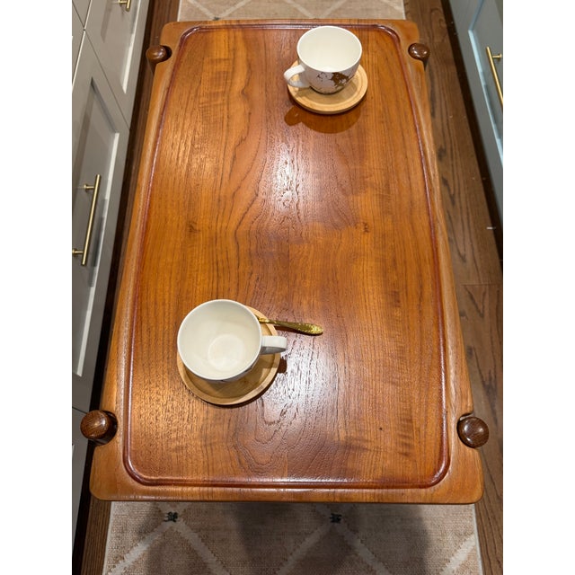 Wood Hans J. Wegner for Andreas Tuck at-48 Danish Modern Serving Trolley With Removable Tray, Circa 1960s For Sale - Image 7 of 10