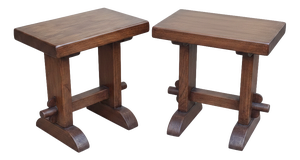 Vintage Wooden Stools, 1970s, Set of 2