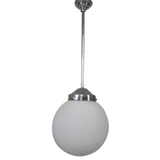 School Lamp with Glass Ball in Opal Glass, 1930s For Sale