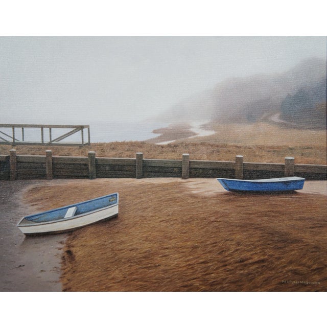 Michael McGovern Grounded Boats Beach Landscape Oil Painting on Canvas For Sale - Image 4 of 12