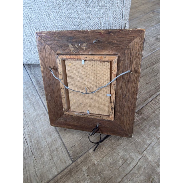 Vintage small painting on board in giltwood wood frame. The painting measures 4"w by 5"h