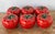 Vintage 1960s Italian Glazed Ceramic Tomato Lidded Bowls - Set of 6 For Sale - Image 4 of 11