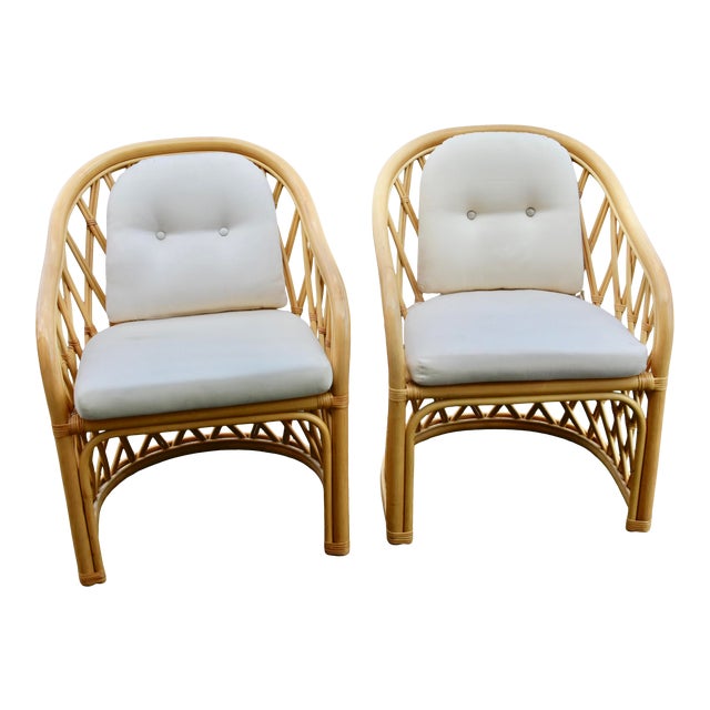 Mid-Century Ficks Reed Rattan Club Chairs - a Pair | Chairish
