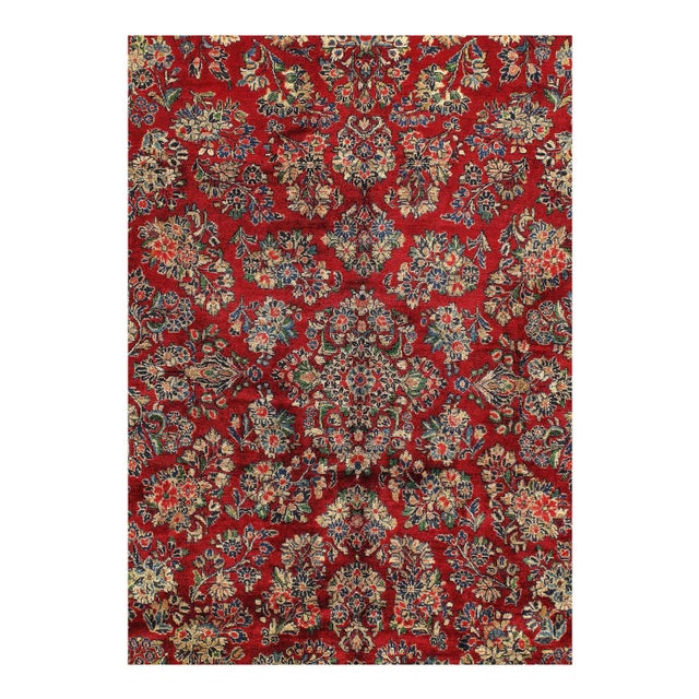 Persian 1920s Vintage Hand Knotted Persian Sarouk Rug 8'11'' X 12' For Sale - Image 3 of 5