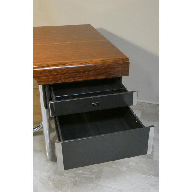 Wood Modernist Bauhaus Desk in Wood and Chromed Steel, France, 1950s For Sale - Image 7 of 18