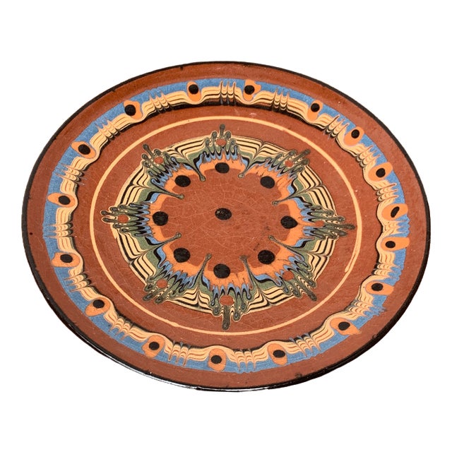 Vintage Ceramic Handpainted Wall Plate, 1970s For Sale