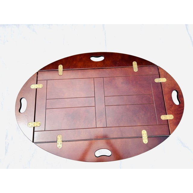 90's the Bombay Company Chippendale Mahogany Butler Coffee Table/Tray For Sale - Image 4 of 8