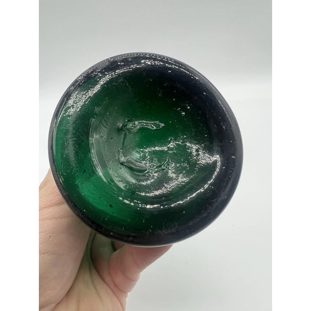Dark Green Antique Blown Dark Green Glass Hyacinth Vase, Bristol, England, Circa 1840's For Sale - Image 8 of 11