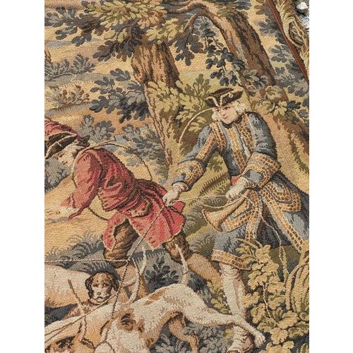 Vintage French Aubusson Style Jacquard Tapestry Hunting with Hounds, 1970s For Sale - Image 10 of 18