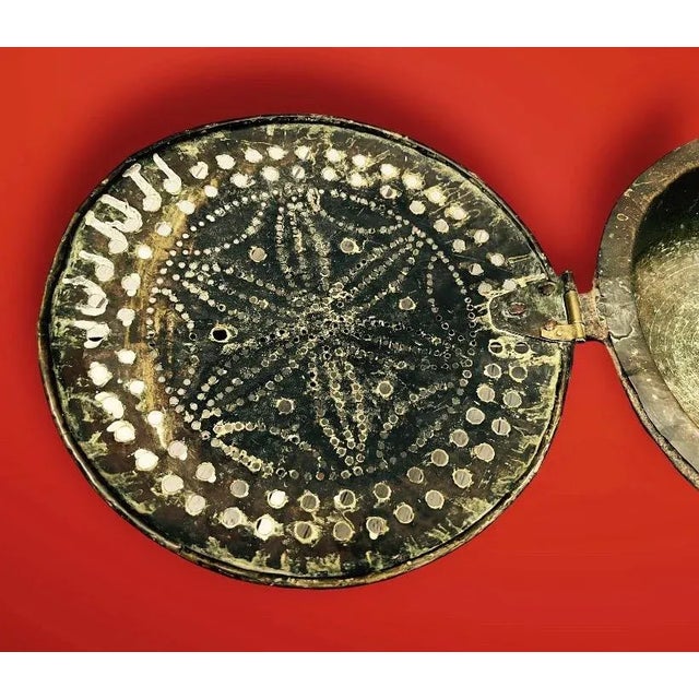 Brass Early 18th Century French Brass Plague Pan With Forged Iron Handle For Sale - Image 8 of 12