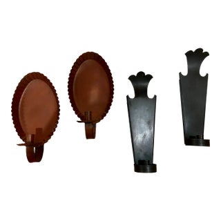 2000s Early American Style Candle Wall Sconces- Set of 4 For Sale