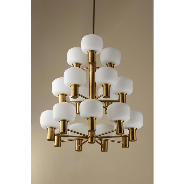 Swedish Brass Chandelier attributed to Fagerhults, 1960s For Sale - Image 4 of 10