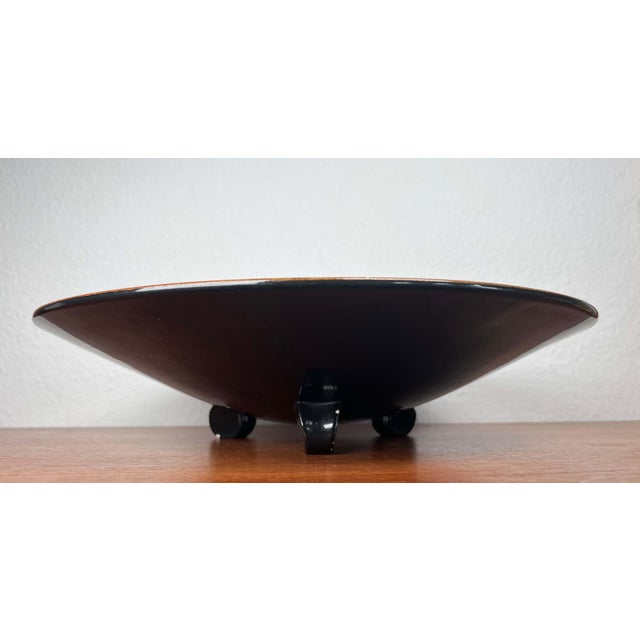 Large Art Deco German Ceramic Tripod Bowl from Karlsruher Majolika, 1940s For Sale - Image 4 of 18